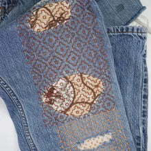 Load image into Gallery viewer, Sashiko Inspired Mending Stick 'n Stitch Persimmon Flower