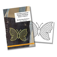 Load image into Gallery viewer, Sashiko Butterfly - Visible Mending Stick and Stitch Pattern
