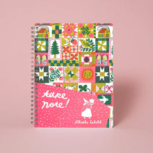 Load image into Gallery viewer, 6 X 8" Spiral Blank Notebook - Folk Quilt
