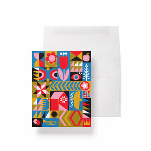 Blank/Quilt Squares with Trumpet Greeting Card