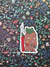 Load image into Gallery viewer, No Regrets Fiber Art Frog Wizard Sticker
