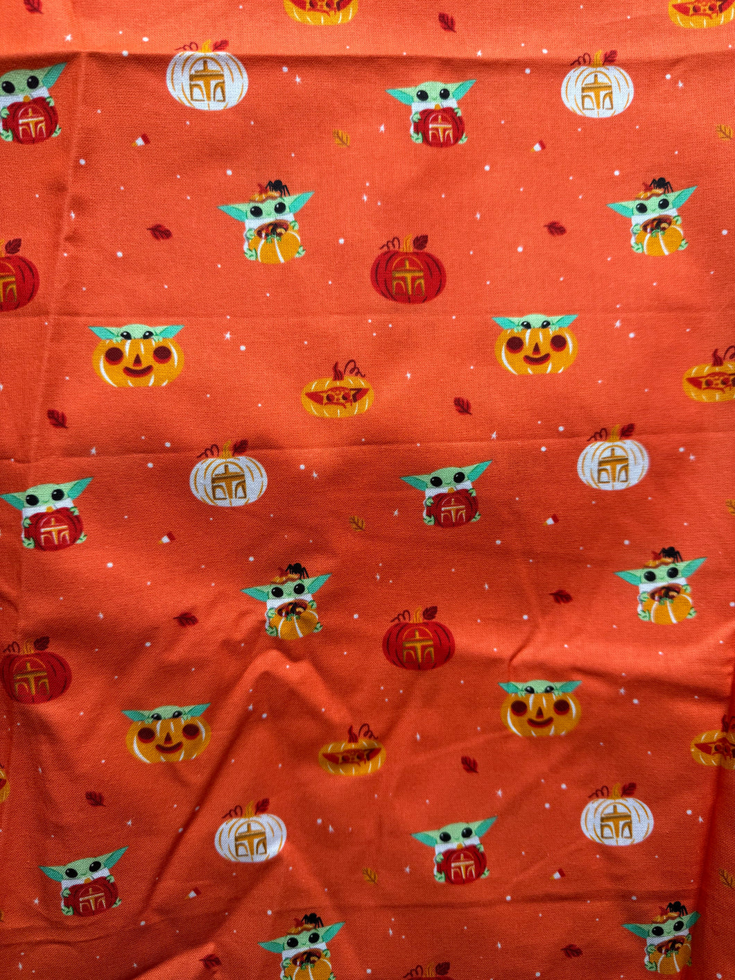 Grogu Mandalorian Halloween Jackolantern Cotton Fabric 1 Yard