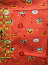 Load image into Gallery viewer, Grogu Mandalorian Halloween Jackolantern Cotton Fabric 1 Yard
