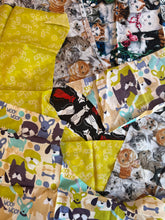 Load image into Gallery viewer, Collection of fabric swatches with cat patterns arranged in a circular pattern.
