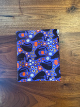 Load image into Gallery viewer, Colorful fabric with black cat pattern on a wooden surface
