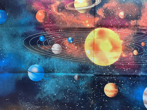 Solar System Outer Space Cotton Fabric 1/2 Yard