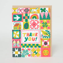 Load image into Gallery viewer, Folk Quilt Thanks Letterpress Greeting Card By Phoebe Wahl
