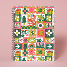Load image into Gallery viewer, 6 X 8" Spiral Blank Notebook - Folk Quilt
