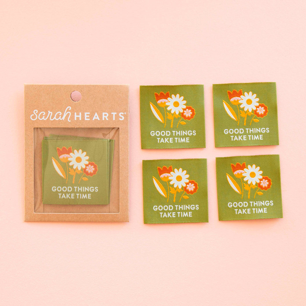 Good Things Take Time Woven Sewing and Quilting Labels