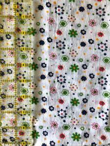 White Petite Floral Pattern Cotton 1 Yard