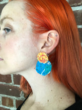 Load image into Gallery viewer, Pink and Purple Double Fabric Earrings
