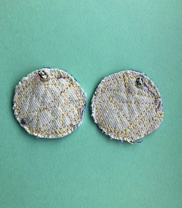 Purple Circular Fabric Earrings
