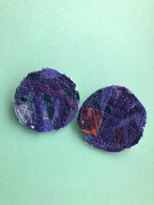 Purple Circular Fabric Earrings
