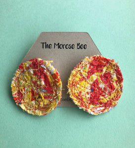 Warm Tone Circular Fabric Earrings