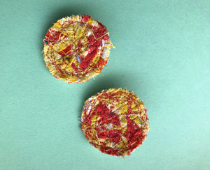 Warm Tone Circular Fabric Earrings