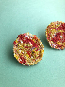 Warm Tone Circular Fabric Earrings