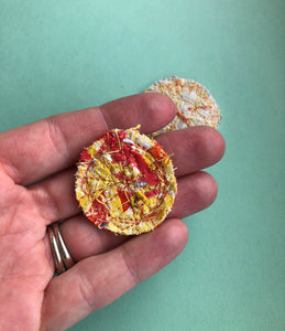 Warm Tone Circular Fabric Earrings