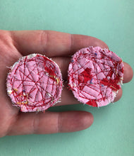 Load image into Gallery viewer, Pinky Circular Fabric Earrings
