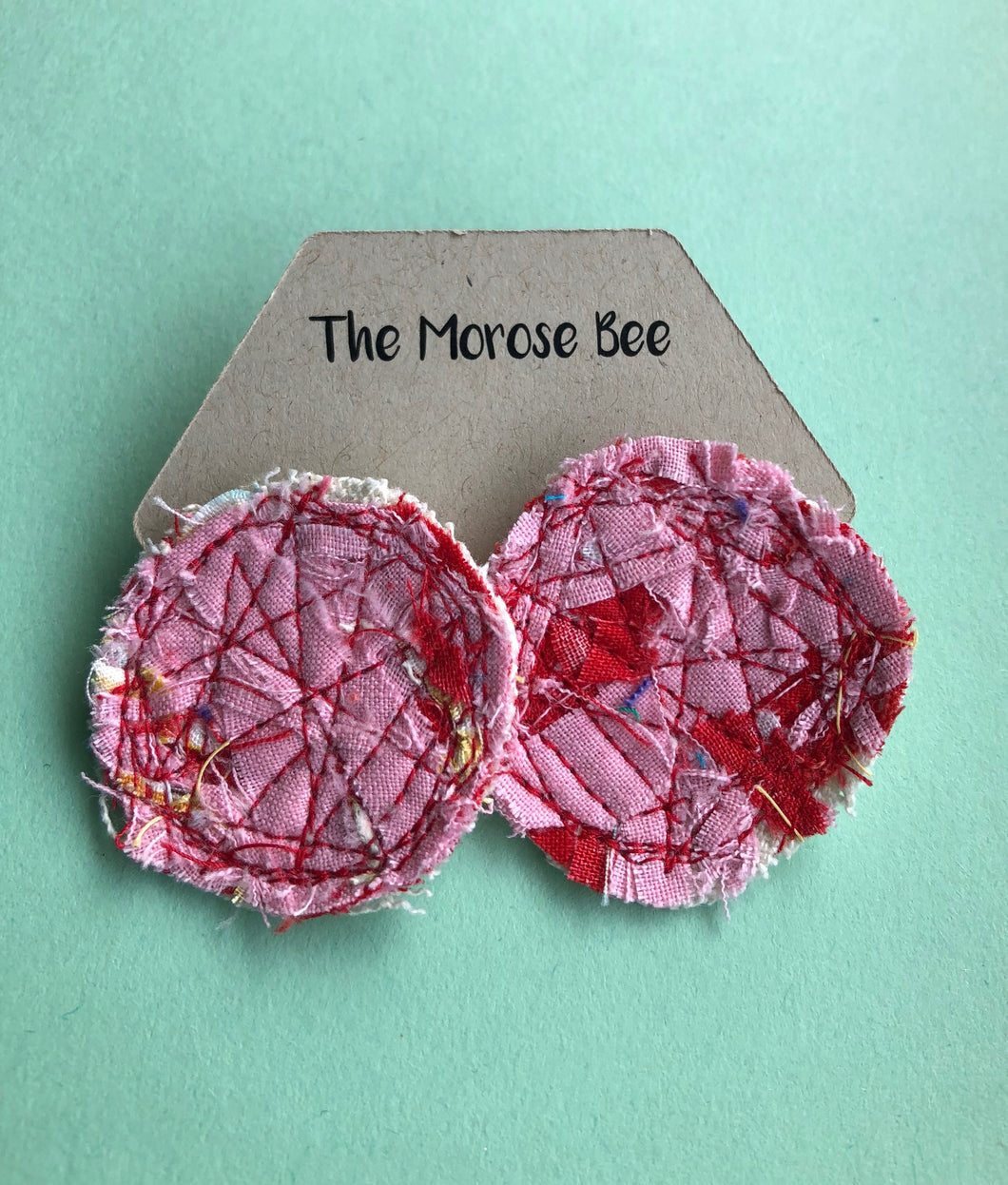 Pinky Circular Fabric Earrings