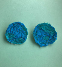 Load image into Gallery viewer, Cool Tone Circular Fabric Earrings
