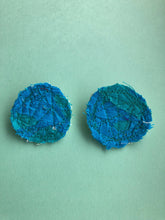 Load image into Gallery viewer, Cool Tone Circular Fabric Earrings
