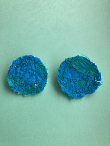Cool Tone Circular Fabric Earrings