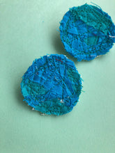 Load image into Gallery viewer, Cool Tone Circular Fabric Earrings
