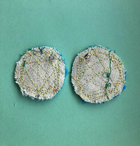 Cool Tone Circular Fabric Earrings