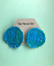 Load image into Gallery viewer, Cool Tone Circular Fabric Earrings
