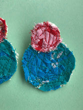 Load image into Gallery viewer, Pink and Blue Double Fabric Earrings
