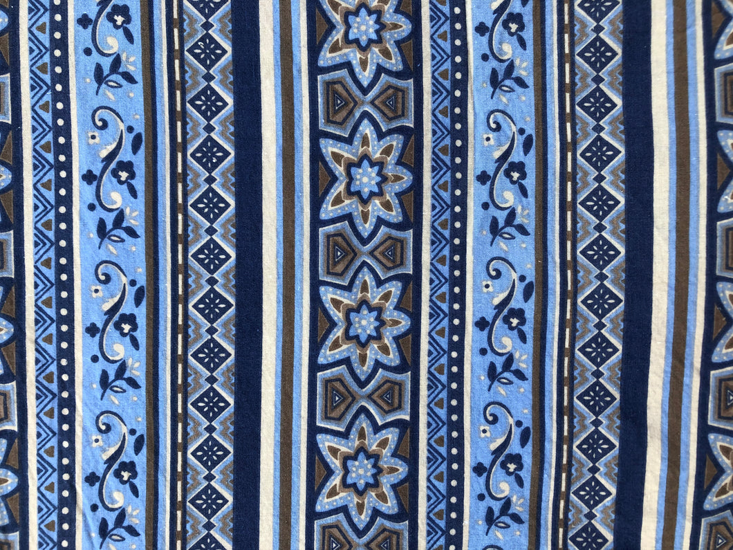 Vintage Blue and Brown Cotton