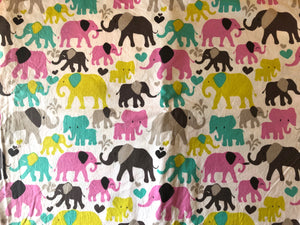 Colorful Elephant Cotton Fabric 1/2 Yard