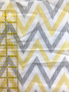 Yellow & Grey Chevron Cotton 1 Yard