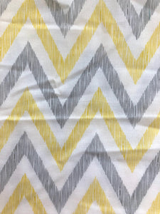 Yellow & Grey Chevron Cotton 1 Yard