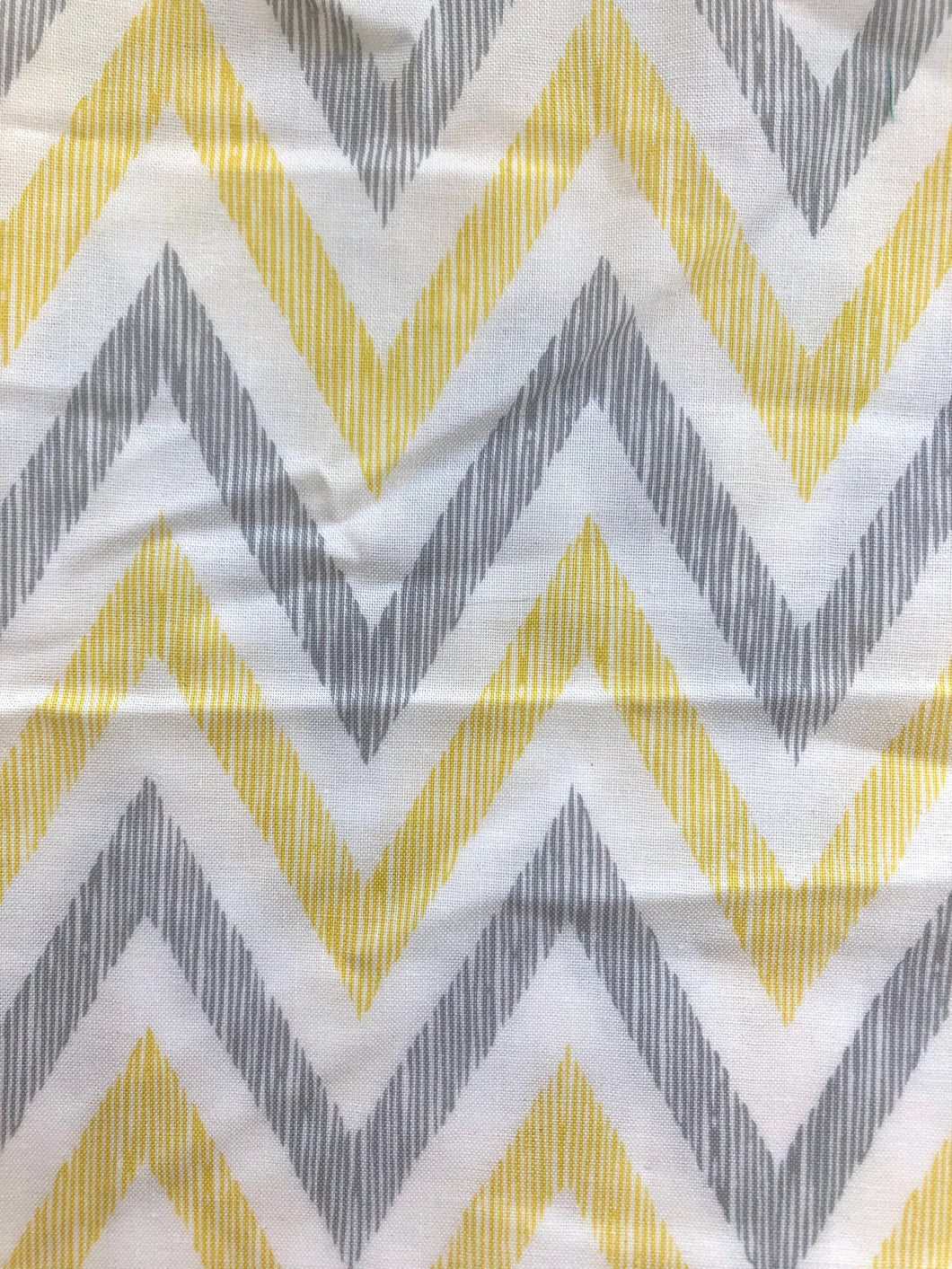 Yellow & Grey Chevron Cotton 1 Yard