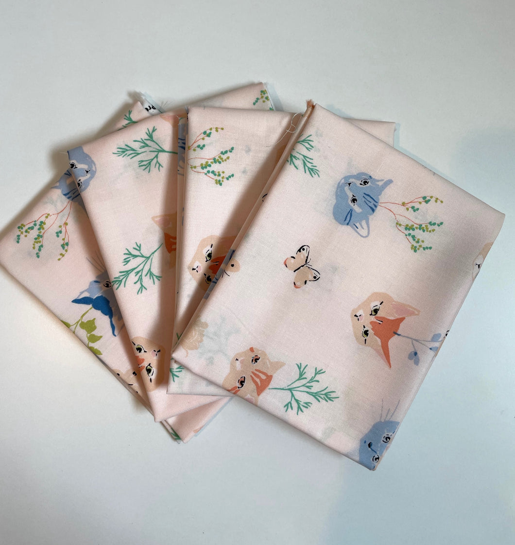 Fat Quarter Kitty Garden Organic Poplin