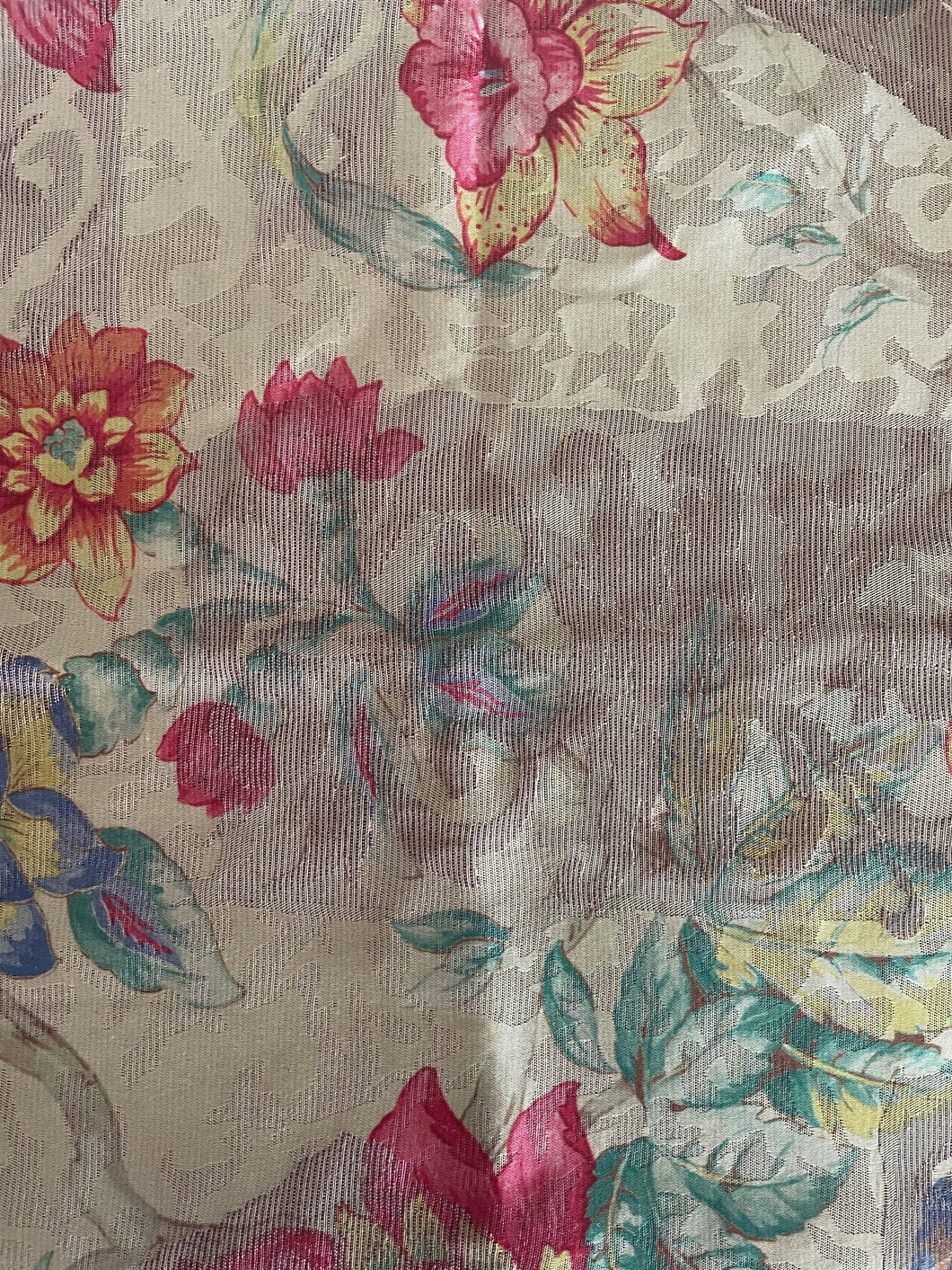 Gold Floral Upholstery Fabric 1/2 Yard
