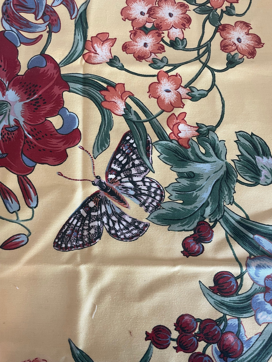 Yellow Floral Upholstery Fabric 1/2 Yard