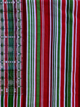 Load image into Gallery viewer, Red and Green Striped Fabric 1/2 Yard
