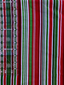 Red and Green Striped Fabric 1/2 Yard