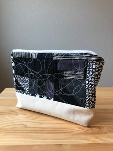 Black & White Scrappy Quilted Zipper Bag