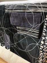 Load image into Gallery viewer, Black &amp; White Scrappy Quilted Zipper Bag
