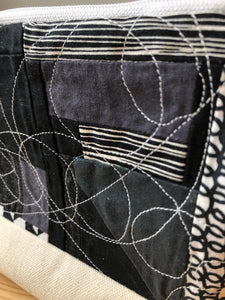 Black & White Scrappy Quilted Zipper Bag
