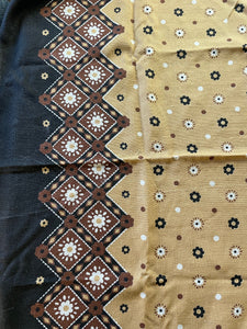 1.5 Yards Brown Floral & Geometric Cotton