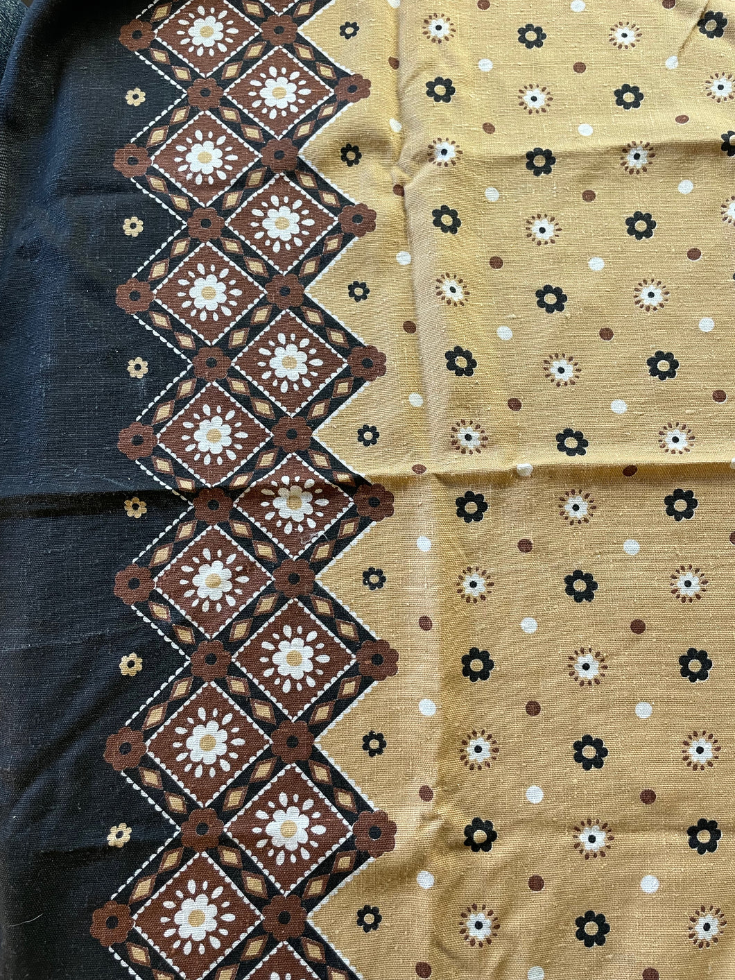 1.5 Yards Brown Floral & Geometric Cotton