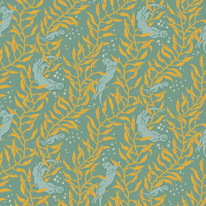 Otters Mid Blue Organic Poplin