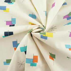 Squares and Dashes Bright Organic Poplin