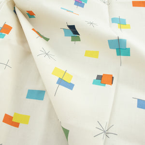 Squares and Dashes Bright Organic Poplin