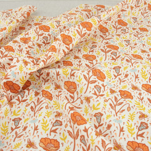 Poppies Cream Organic Poplin Fat Quarters