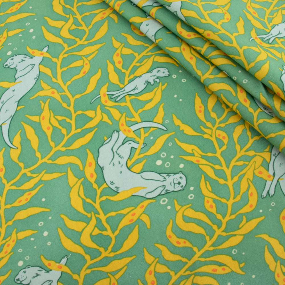 Otters Mid Blue Organic Poplin